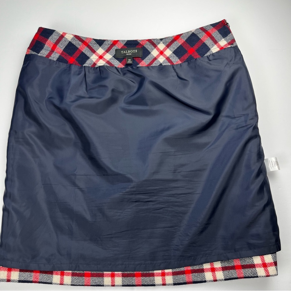 Talbots Red Navy Plaid Wool Blend Skirt – Size‎ 10P - Picture 5 of 6
